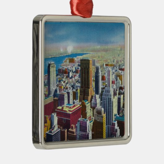 イースト・リバーの方のミッドタウンのスカイラインの眺め メタルオーナメント (右)