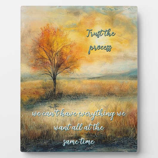 イーゼルでプロセスタブルトップのプラークを信頼する フォトプラーク (正面)