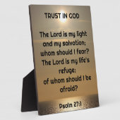 イーゼルで神の卓上のプラークを信頼 フォトプラーク (側面)