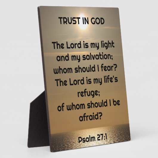 イーゼルで神の卓上のプラークを信頼 フォトプラーク (側面)