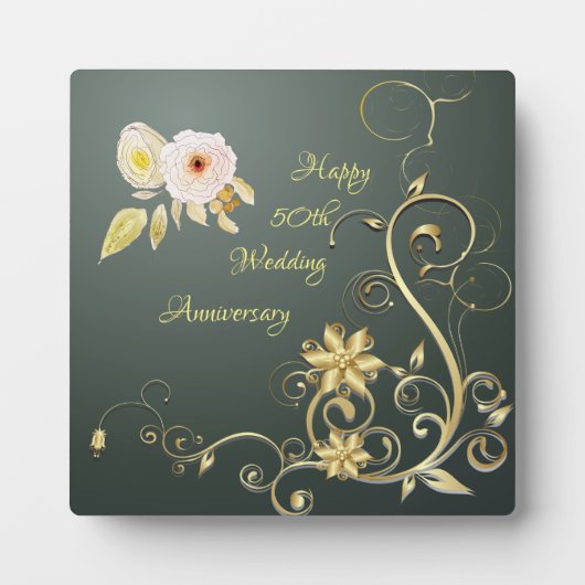 イーゼルで50結婚周年記念のおめでとう フォトプラーク (正面)