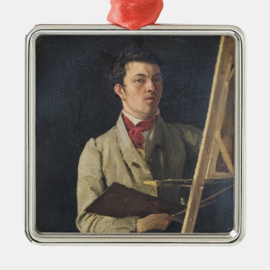 イーゼルの隣に坐る自画像1825年 メタルオーナメント (正面)