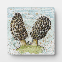 イーゼルスタンド付きモレルのキノコ水色プリント