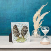 イーゼルスタンド付きモレルのキノコ水色プリント フォトプラーク (インサイチュ)