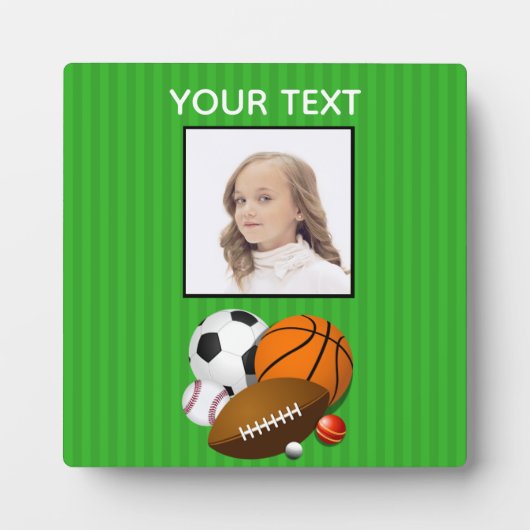 イーゼルパーソナライズされた付きスポーツ写真プラーク フォトプラーク (正面)