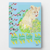 イーゼル付き卓上プラーク：アフリカライオン フォトプラーク (正面)