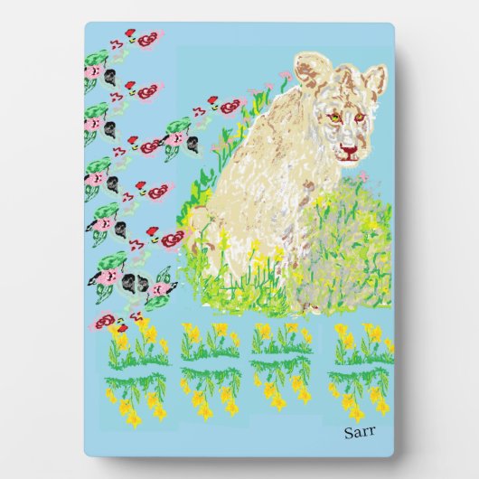 イーゼル付き卓上プラーク：アフリカライオン フォトプラーク (正面)