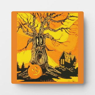 イーゼル幽霊のよく出る付きハロウィーンツリープラーク フォトプラーク