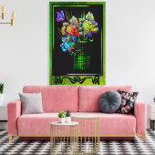 イーゼル開花市のポートレートフェイク キャンバスプリント (インサイチュ (リビング))