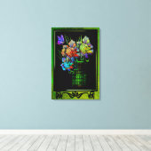 イーゼル開花市のポートレートフェイク キャンバスプリント (インサイチュ (ウッドフロア))