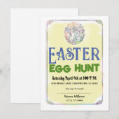 イーター イースター エッグ ハント イエロー ウォーターカラー フライヤー 招待状 (正面/裏面)