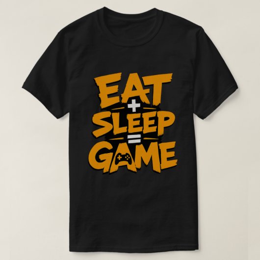 イート スリープ ゲーム オレンジ グランジ ゲーマー 引用 Tシャツ (デザイン正面)