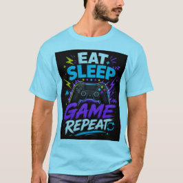 イート スリープ ゲーム リピート ゲーマー ゲーミング デザイン Tシャツ