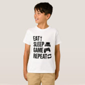 イート スリープ ゲーム リピート ゲーミング Tシャツ (正面フル)