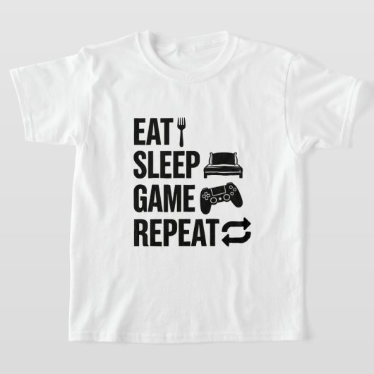 イート スリープ ゲーム リピート ゲーミング Tシャツ (レイダウン)