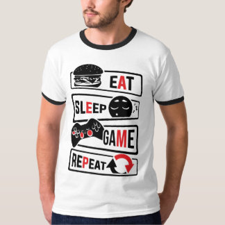 イート スリープ ゲーム リピート Tシャツ | 楽しいゲーマーの引用