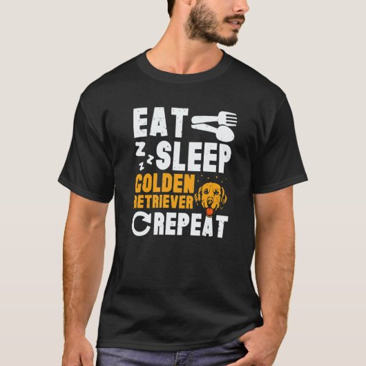 イート スリープ ゴールデンレトリバー Tシャツ (正面)