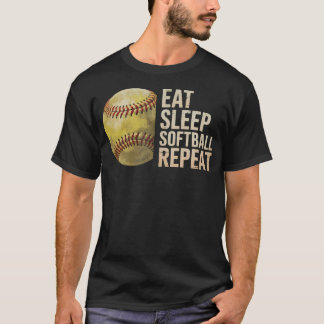 イート スリープ ソフトボール リピート 面白い ソフトボール Tシャツ
