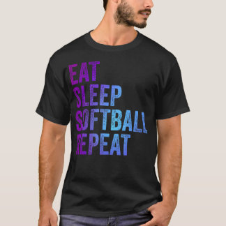 イート スリープ ソフトボール リピート Tシャツ