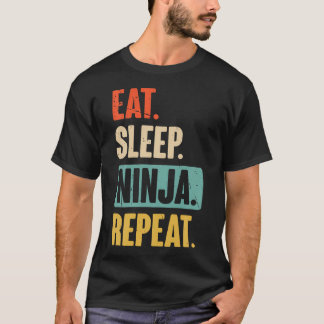 イート スリープ ニンジャ リピート 面白い忍者武術 ル Tシャツ