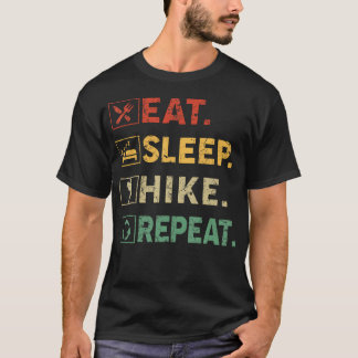 イート スリープ ハイク リピート アウトドア ハイキング ハイカー Tシャツ