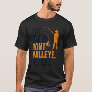 イート スリープ ハント ウォレアイ リピート ルアーズ ザンダー パイクフィッシング Tシャツ