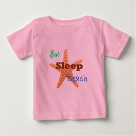 イート スリープ ビーチ - 赤ちゃんのロンパース オーガニック ベビーTシャツ