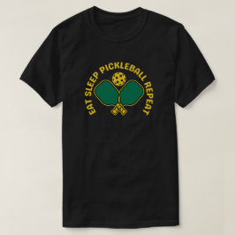 イート スリープ ピックルボール リピート ブラックTシャツ Tシャツ