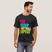 イート スリープ ファストピッチ ソフトボール リピート Tシャツ (正面フル)