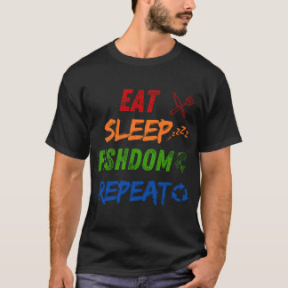イート スリープ フィッシュダム リピート Tシャツ
