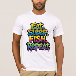 イート スリープ フィッシュ リピート 虹のグラフィティ Tシャツ