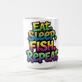 イート スリープ フィッシュ リピート 虹 グラフィティ コーヒーマグカップ