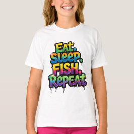 イート スリープ フィッシュ リピート 虹 グラフィティ Tシャツ