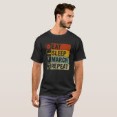 イート スリープ マーチ リピート レトロ 60年代 70年代 マーチング Tシャツ (正面フル)