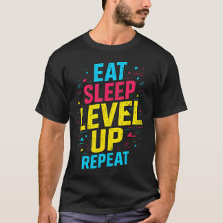 イート スリープ レベルアップ リピート ゲーマー おもしろ ビデオゲーム G Tシャツ