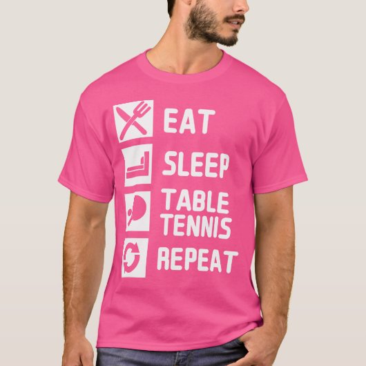 イート スリープ 卓球 リピート Tシャツ (正面)