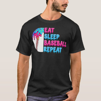 イート スリープ 野球 リピート 楽しい 男子 野球 Tシャツ