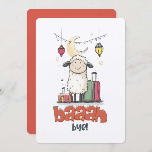 イードのミームおもしろ羊 LOL HAHA | バァバイ！ 招待状 (正面/裏面)
