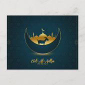 イードアルアドハムバラクヤギ三日月モスクパターン(の模様が)ある シーズンポストカード (正面)