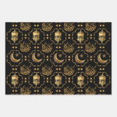 イードエレガントムバラク書道金ゴールドブラックブルー ラッピングペーパーシート (正面)