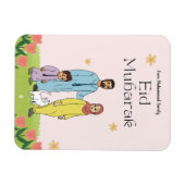 イードパーソナライズされたムバラクのムスリムファミリー&ペット猫 マグネット (横)