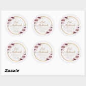 イードパーソナライズされたムバラクピンクの花シール ラウンドシール (シート)