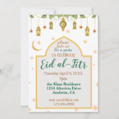 イードパーティの招待状エレガント白金ゴールド灯 招待状 (正面)