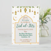 イードパーティの招待状エレガント白金ゴールド灯 招待状 (スタンド正面)