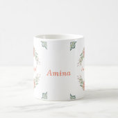 イードムバラクかわいい花リースイスラム灯名 コーヒーマグカップ (中央)