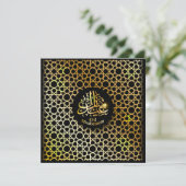 イードムバラクのアラビア文字パターン書道金ゴールドブラック シーズンカード (スタンド正面)