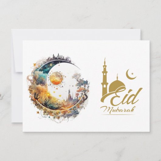 イードムバラクの月と太陽のファンタジーイードグリーティング シーズンカード (正面)