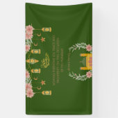 イードムバラクアラビア書道フローラモスクグリーン 横断幕 (縦)