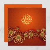 イードムバラクアラビア書道金ゴールドオレンジフローラ シーズンカード (正面/裏面)