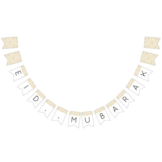 イードムバラクイスラムの幾何学的金ゴールド装飾 バンティングフラッグ (全)